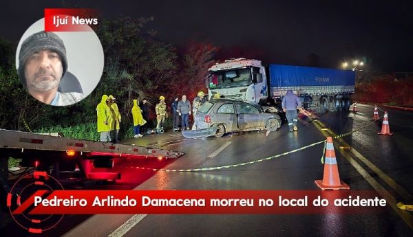 Homem morre em colisão entre carro e carreta na ERS-342, Campus da Unijuí, em Ijuí