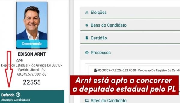 Justiça Eleitoral defere candidatura de Edison Arnt a deputado estadual pelo PL