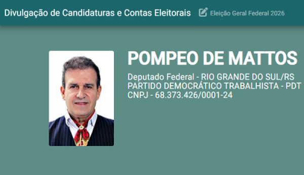 Pompeo declara R$ 1,35 milhão em despesas, enquanto campanha de Mantas Ijuí permanece zerada
