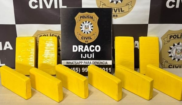 Polícia Civil apreende mais de 10 quilos de cocaína e prende jovem de 21 anos em Ijuí
