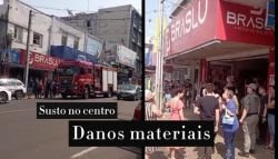 Parte do teto da loja Braslu desaba, no Centro de Ijuí; apenas danos materiais